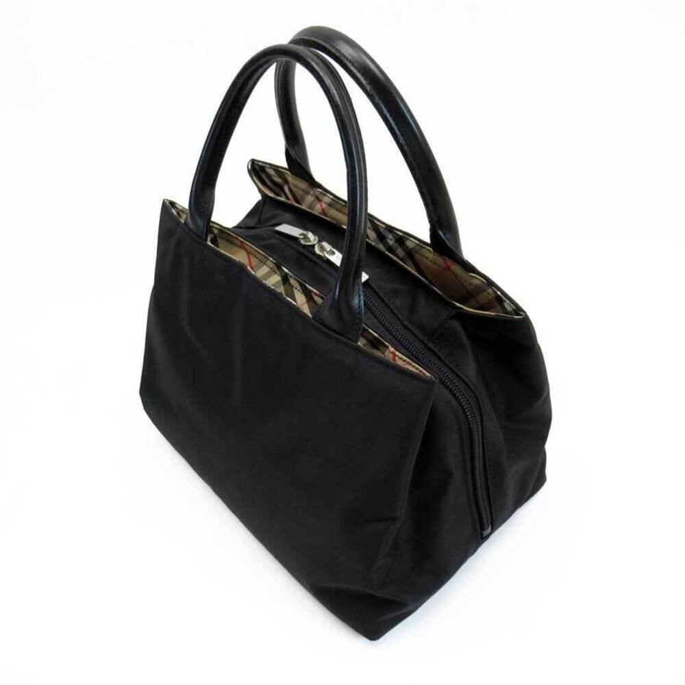 Burberry Nova Check Tote Bag Black Beige Tan Leather - Picture 3 of 3